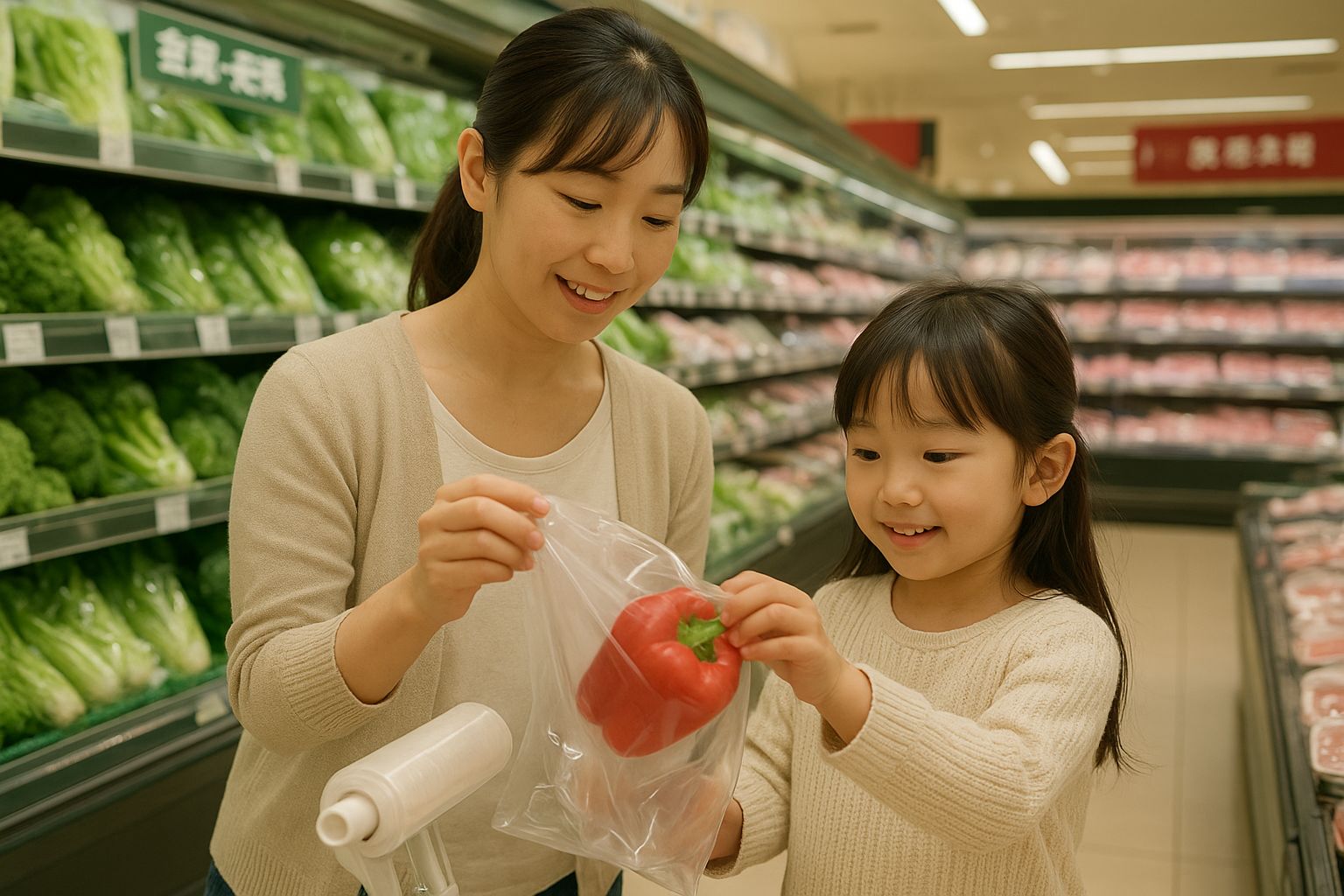 フクロールを使っている親子