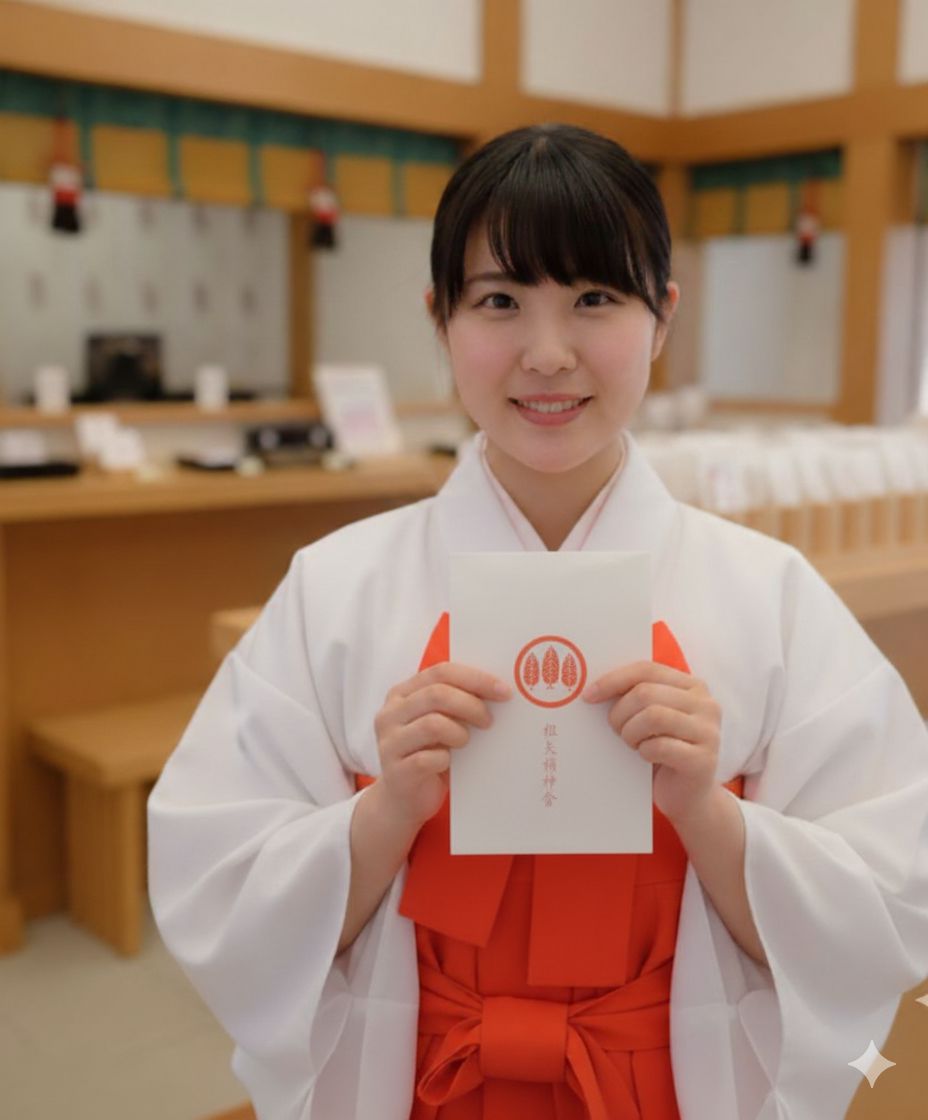 神社の紋が印刷されたお守り袋のイメージ